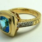 MAGNIFICENT BLUE TOPAZ & DIAMOND RING 2.30CTS