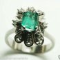 COLOMBIAN EMERALD & DIAMOND RING 18K WHITE GOLD 1 CT