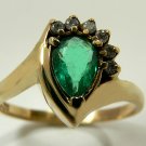 GORGEOUS COLOMBIAN EMERALD PEAR & DIAMOND RING 1.35CT