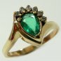 GORGEOUS COLOMBIAN EMERALD PEAR & DIAMOND RING 1.35CT