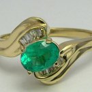 Superb Natural Colombian Emerald & Diamond Ring .80pts