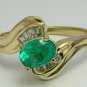 Superb Natural Colombian Emerald & Diamond Ring .80pts