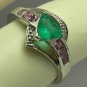 Stylish Colombian Emerald Tourmaline & Diamond Ring