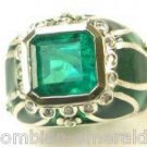 EMERALD RING 3.80 ENAMEL AND DIAMOND