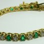 Sparkling! Colombian Emerald & Diamond Tennis Bracelet 5.60tcw 14k