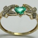 LOVELY COLOMBIAN EMERALD TRILLION 10K GOLD RING