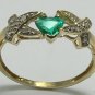LOVELY COLOMBIAN EMERALD TRILLION 10K GOLD RING