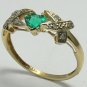 LOVELY COLOMBIAN EMERALD TRILLION 10K GOLD RING