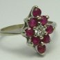 Dainty Crimson Ruby & Diamond Floral Ring