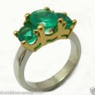 COLOMBIAN EMERALD RING 14K WHITE/YELL GOLD 3.5 CTS