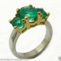 COLOMBIAN EMERALD RING 14K WHITE/YELL GOLD 3.5 CTS