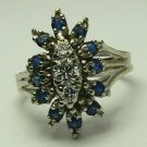 BEAUTIFUL ANTIQUE DIAMOND & SAPPHIRE RING 14K