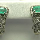 TEMPTING COLOMBIAN EMERALD & DIAMOND EARRINGS 2CTS