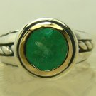Artisan Collection! Colombian Emerald ~Diamonds Sterling Silver & Gold Ring