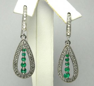 BRILLANT COLOMBIAN EMERALD & DIAMOND DANGLE EARRINGS
