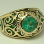 "ONE OF A KIND" COLOMBIAN EMERALD ENAMEL & DIAMOND RING