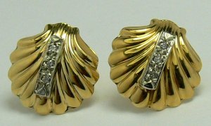 Classic Gold & Diamond Shell Earrings