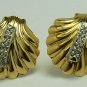 Classic Gold & Diamond Shell Earrings