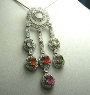 Trendy Multi Colored Sapphire Pendant