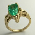 Tantalizing Colombian Emerald & Gold Solitaire Ring