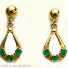 Stylish! Colombian Emerald & Gold Earrings .60cts 18k