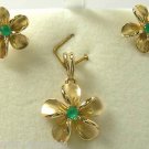 EARRINGS AND PENDANT SET HAWAIAN PLUMERA FLOWERS