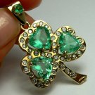 COLOMBIAN EMERALD & DIAMOND SHAMROCK PENDANT 9CTS