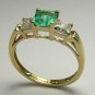 1.40tcw Emerald Cut Colombian Emerald & Russian CZ Ring 14k