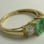 1.40tcw Emerald Cut Colombian Emerald & Russian CZ Ring 14k
