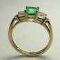 1.40tcw Emerald Cut Colombian Emerald & Russian CZ Ring 14k