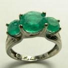 2tcw Colombian Emerald Three Stone Ring 14k white gold