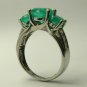2tcw Colombian Emerald Three Stone Ring 14k white gold