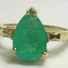 COLOMBIAN EMERALD PEAR RING 3.42 CTS