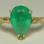 COLOMBIAN EMERALD PEAR RING 3.42 CTS