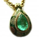 32 CT COLOMBIAN EMERALD & COLORED DIAMOND PENDANT