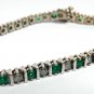 COL EMERALD/DIAMONDS TENNIS BRACELET IN 14KT WHITE GOLD
