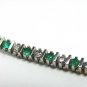 COL EMERALD/DIAMONDS TENNIS BRACELET IN 14KT WHITE GOLD