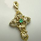 .60pts Estate Encrusted Diamond Sapphire & Emerald Cross