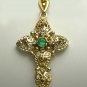 .60pts Estate Encrusted Diamond Sapphire & Emerald Cross