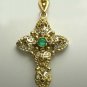 .60pts Estate Encrusted Diamond Sapphire & Emerald Cross