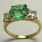 3.0tcw Glitzy Colombian Emerald & Russian CZ Ring