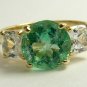 3.0tcw Glitzy Colombian Emerald & Russian CZ Ring