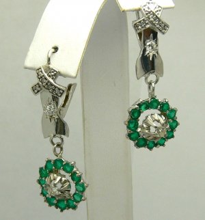 1.16tcw Remarkable Colombian Emerald & Diamond Dangle Earrings