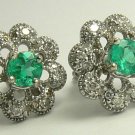 1.0tcw Floral Colombian Emerald & Dimaond Earrings