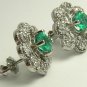 1.0tcw Floral Colombian Emerald & Dimaond Earrings