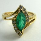 RAVISHING MARQUISE COLOMBIAN EMERALD & DIAMOND RING 1CT