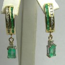 Blinding Colombian Emerald & Diamond Dangle Earrings
