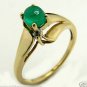 .80cts Elegant! Colombian Emerald Cabochon Diamond & Gold Ring 14k