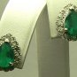 SPARKLY COLOMBIAN EMERALD & DIAMOND EARRINGS 3CTS