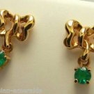 Beautiful! Colombian Emerald & Gold Earrings .30cts 18k